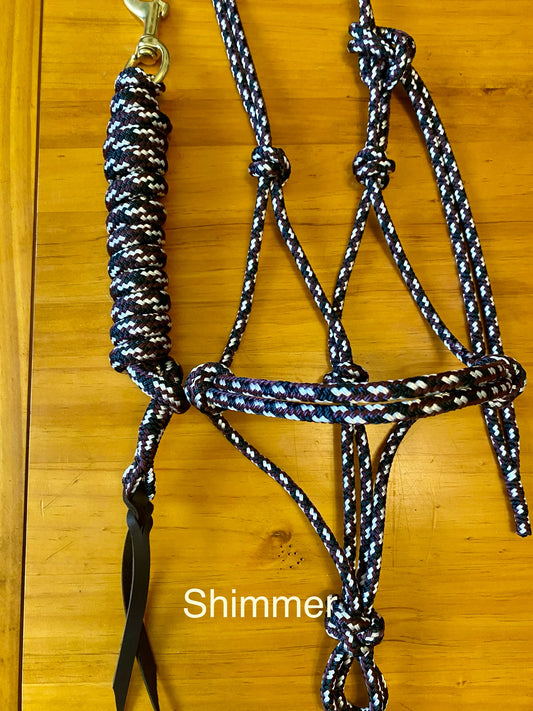 Pony Size Halter & Lead sets with matching overlay nose band, leather popper